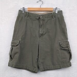 VTG IZOD Cargo Shorts Men 32 9" Olive Green Military Utility Workwear Skater 90s